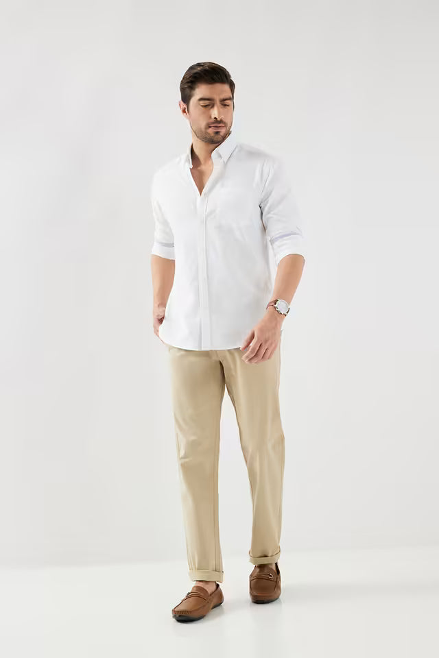 Solid Cotton Slim Fit Men's Casual Wear Shirt